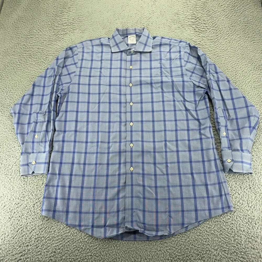 Brooks Brothers Regent Mens 16.5 33 Blue Plaid Supima Cotton Dress Shirt